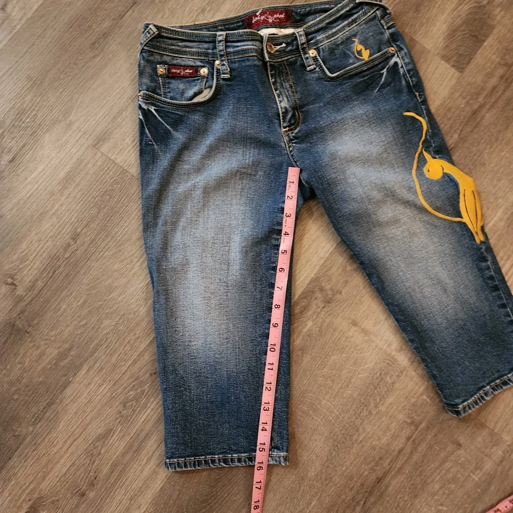Vintage Baby Phat Y2K Capri Jeans Cat Embroidered McBling Cropped Denim 5 / 6 - Picture 13 of 16